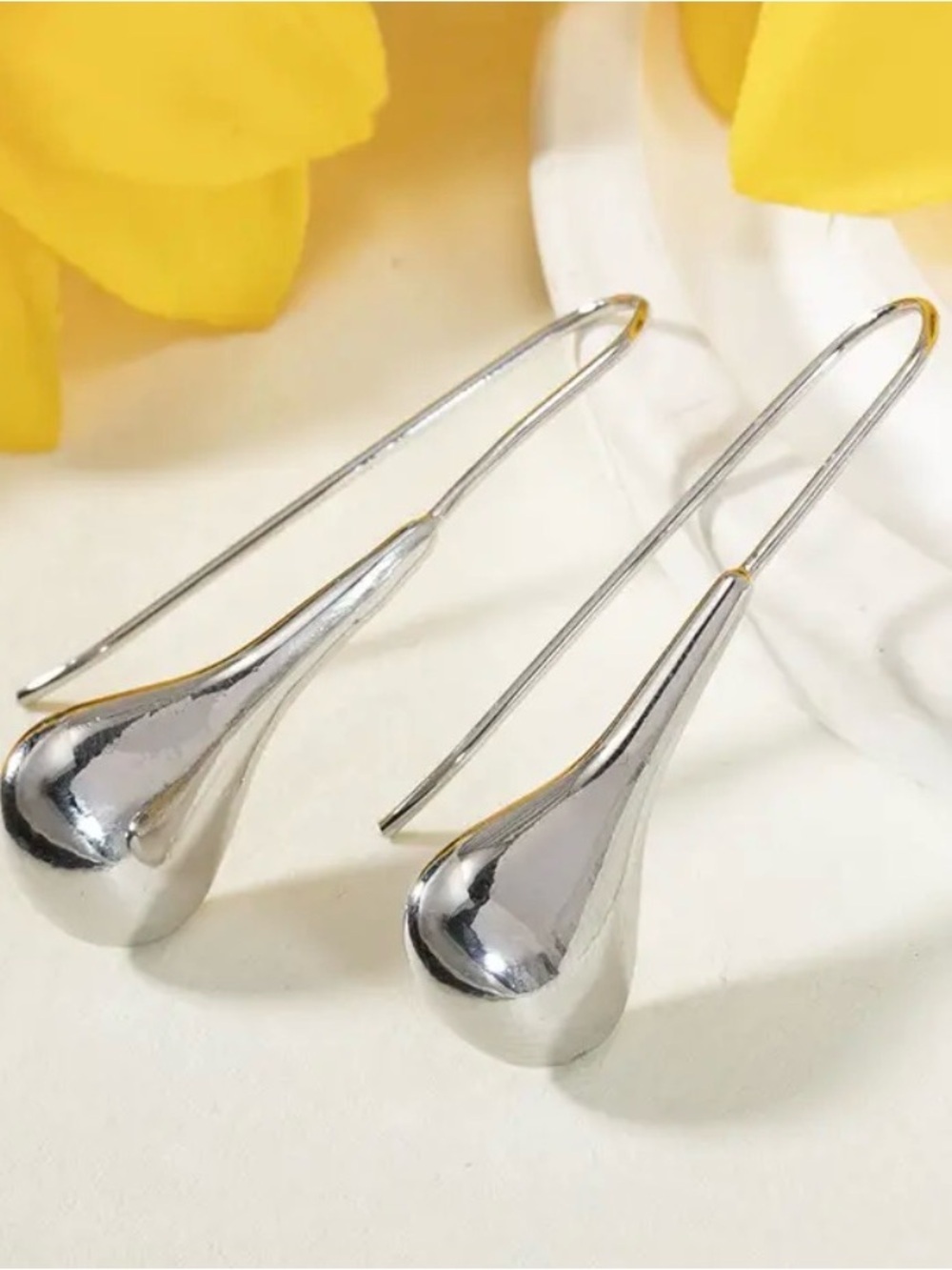 Polished Teardrop Silver Dangle Earrings High Shine New